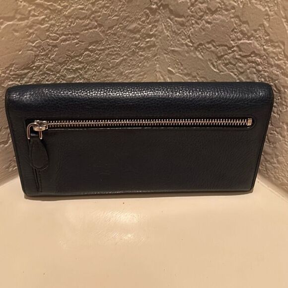 Prada Women's Continental Flap Long Wallet Navy Blue Saffiano Leather Minimalist - Picture 2 of 14